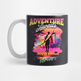 Adventure Awaits For You Surfing, Hello Summer Vintage Funny Surfer Riding Surf  Surfing Lover Gifts Mug